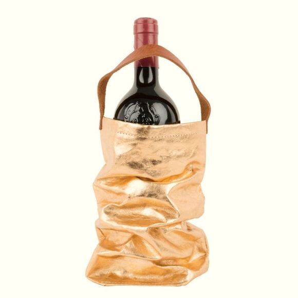 Wine Bag Carrying Tote Leather Handle Paper Cooler Bag Made In Italy READ - Picture 1 of 11